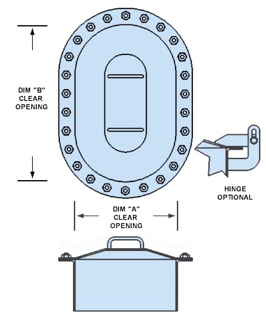 Manhole, raised, watertight and oil tight