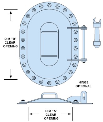 Manhole, flush, bolted, watertight and oiltight